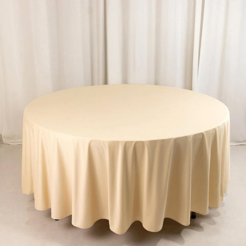 Scuba Round 108" Tablecloth Beige - Wrinkle Free & Stain Resistant Table Cover