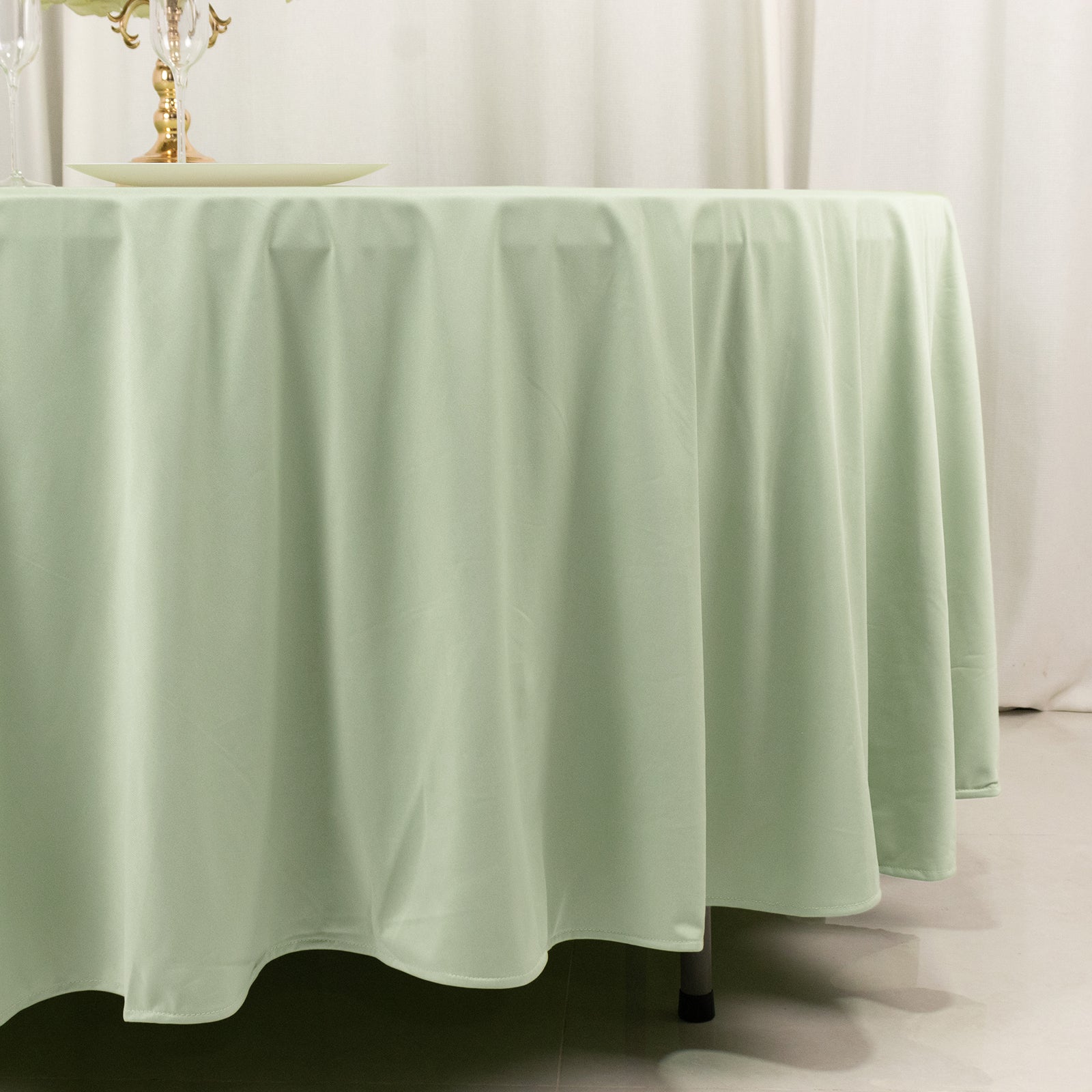 Scuba Round 108" Tablecloth Sage Green - Wrinkle Free & Stain Resistant Table Cover