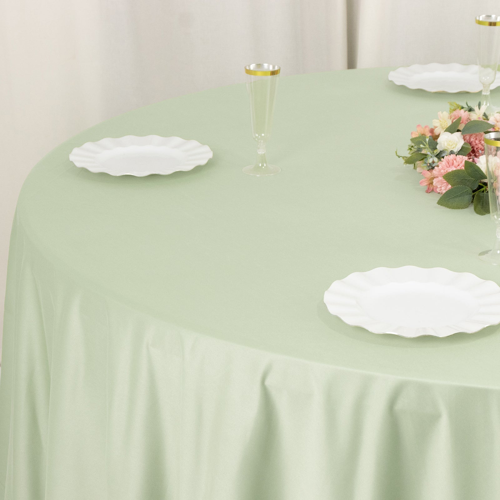 Scuba Round 108" Tablecloth Sage Green - Wrinkle Free & Stain Resistant Table Cover