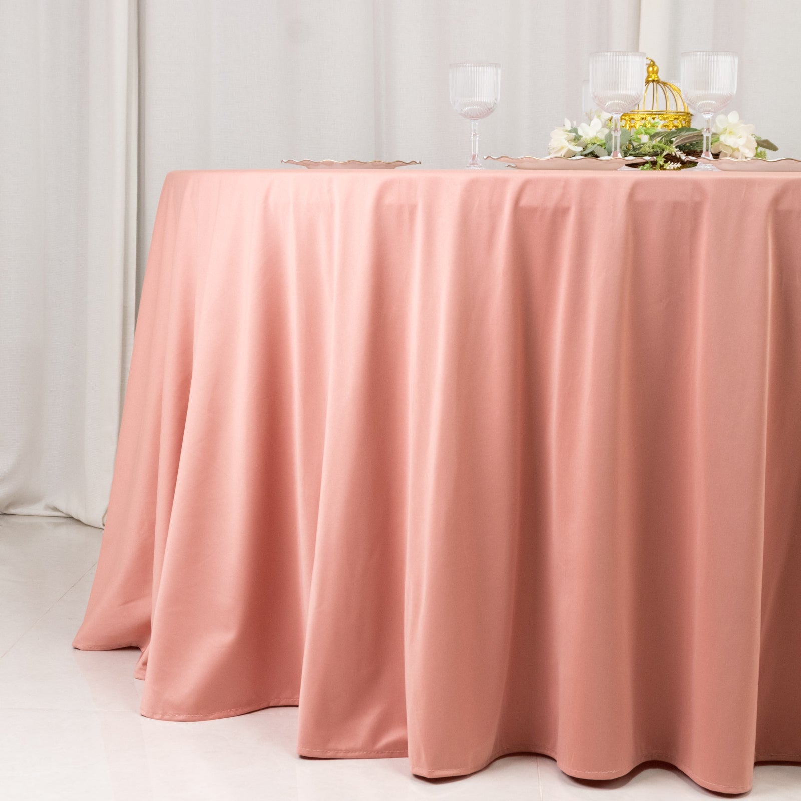 Scuba Round 120" Tablecloth Dusty Rose - Wrinkle Free & Stain Resistant Seamless Table Cover