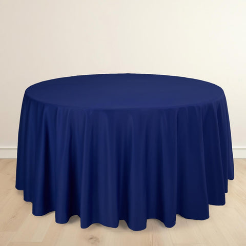 Scuba Round 120" Tablecloth Navy Blue - Wrinkle Free & Stain Resistant Seamless Table Cover