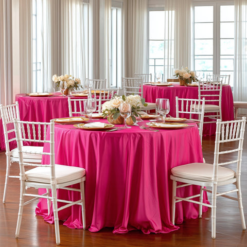Scuba Round 132" Tablecloth Fuchsia - Wrinkle Free & Stain Resistant Seamless Table Cover