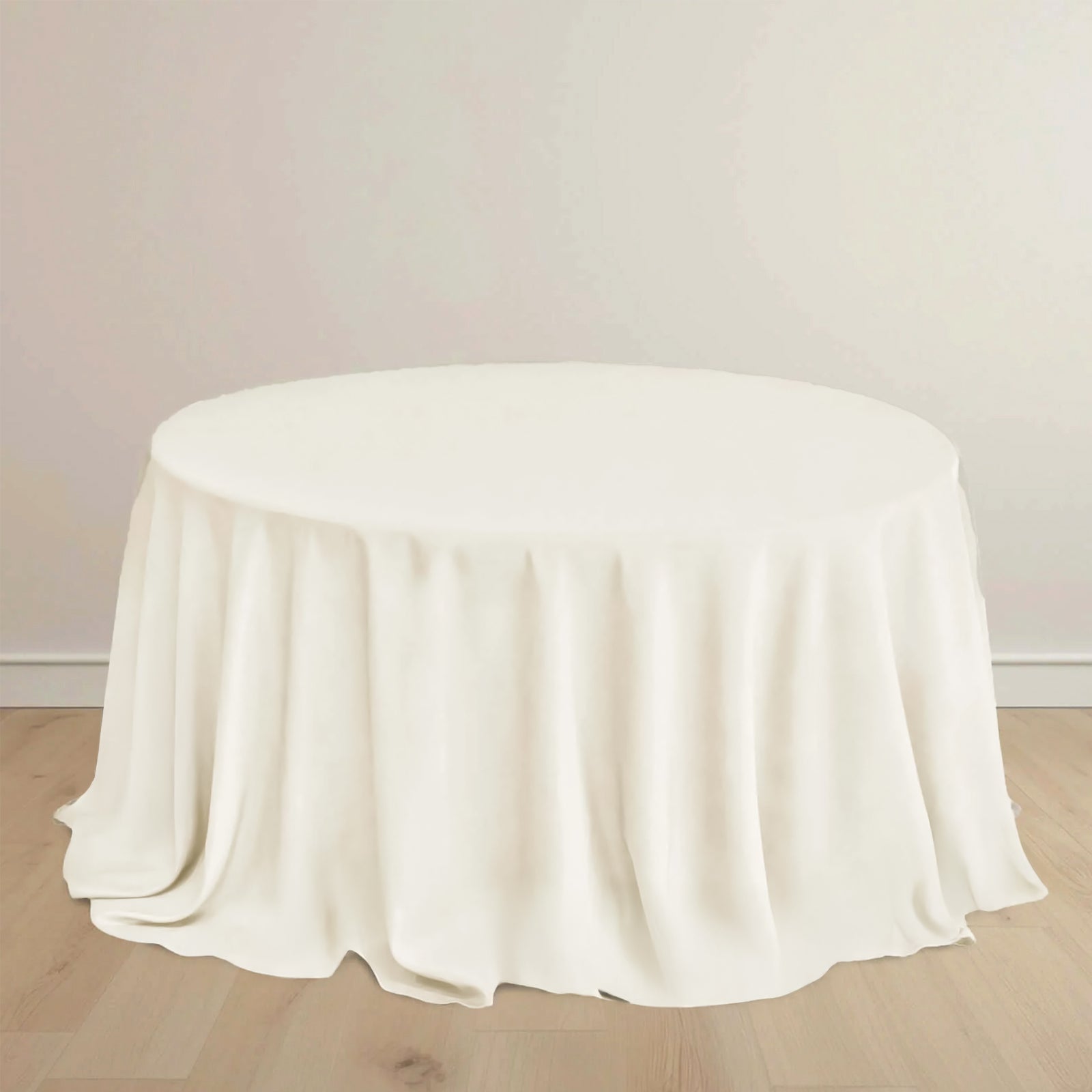 Scuba Round 132" Tablecloth Ivory - Wrinkle Free & Stain Resistant Seamless Table Cover