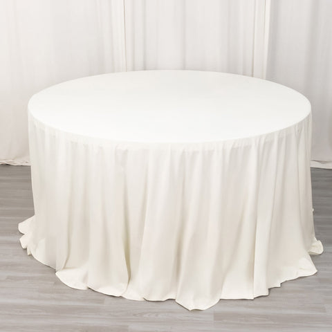 Scuba Round 132" Tablecloth Ivory - Wrinkle Free & Stain Resistant Seamless Table Cover