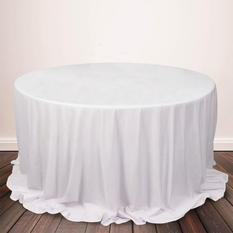 Scuba Round 132" Tablecloth White - Wrinkle Free & Stain Resistant Seamless Table Cover for Weddings & Events