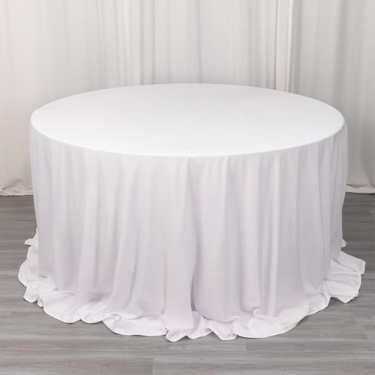 Scuba Round 132" Tablecloth White - Wrinkle Free & Stain Resistant Seamless Table Cover for Weddings & Events