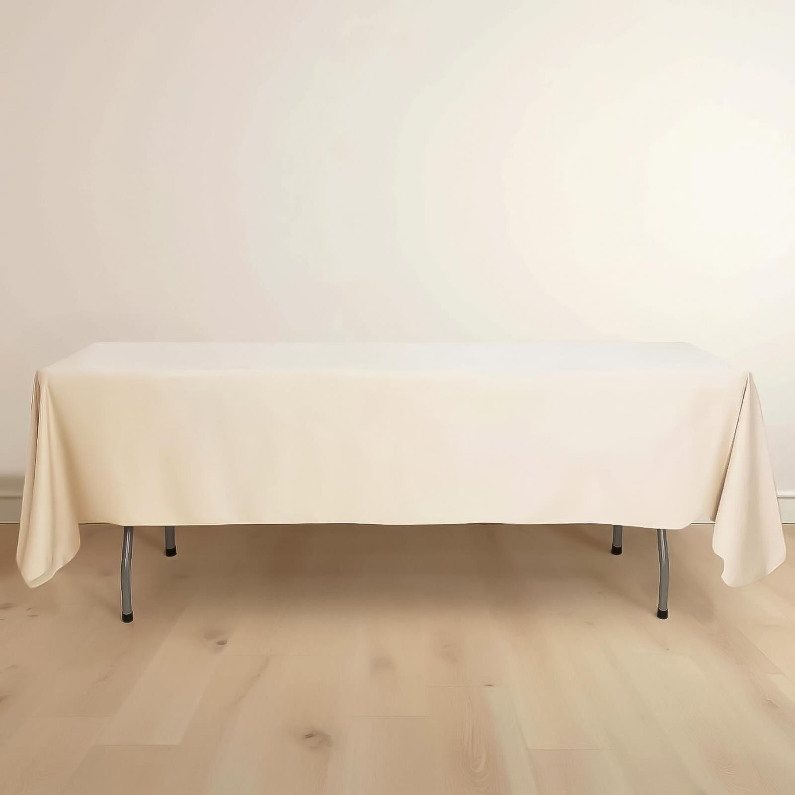 Scuba Rectangular 60"x102" Tablecloth Beige - Wrinkle Free & Stain Resistant Table Cover