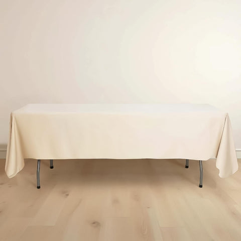 Scuba Rectangular 60"x102" Tablecloth Beige - Wrinkle Free & Stain Resistant Table Cover