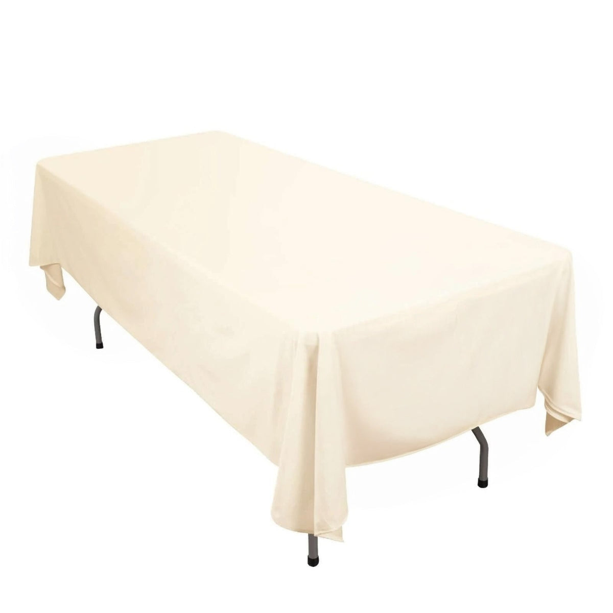 Scuba Rectangular 60"x102" Tablecloth Beige - Wrinkle Free & Stain Resistant Table Cover