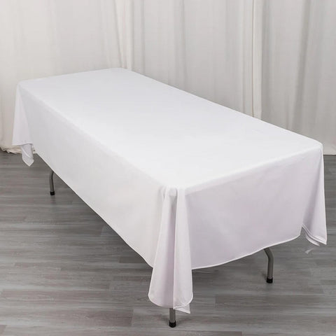 Scuba Rectangular 60"x102" Tablecloth White - Wrinkle Free & Stain Resistant Table Cover for Weddings and Banquets
