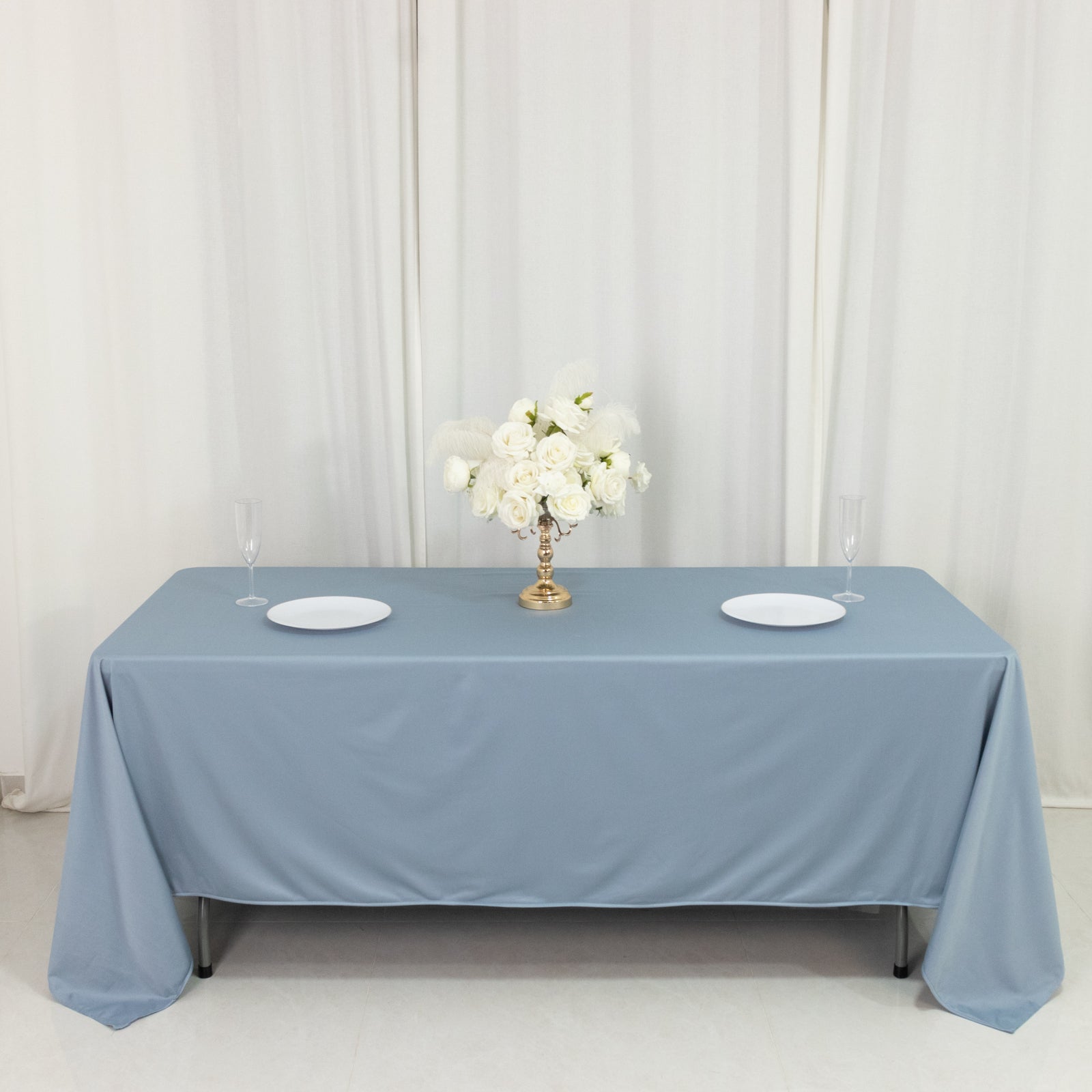 Scuba Rectangular 72"x120" Tablecloth Dusty Blue - Wrinkle Free & Stain Resistant Table Cover