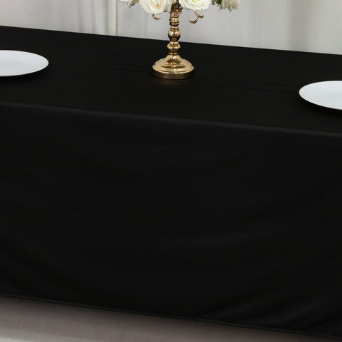 Scuba Rectangular 72"x120" Tablecloth Black - Wrinkle Free & Stain Resistant Table Cover