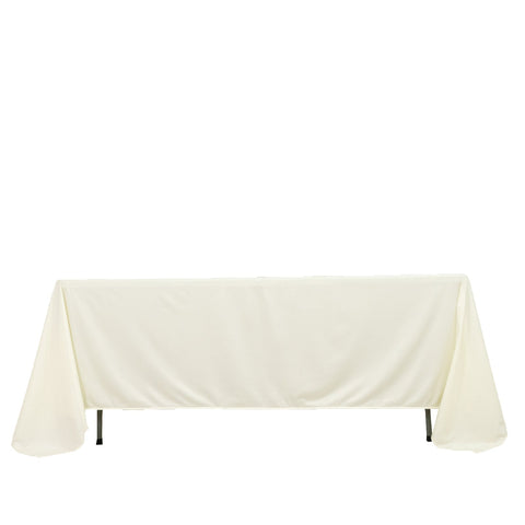 Scuba Rectangular 72"x120" Tablecloth Ivory - Wrinkle Free & Stain Resistant Table Cover