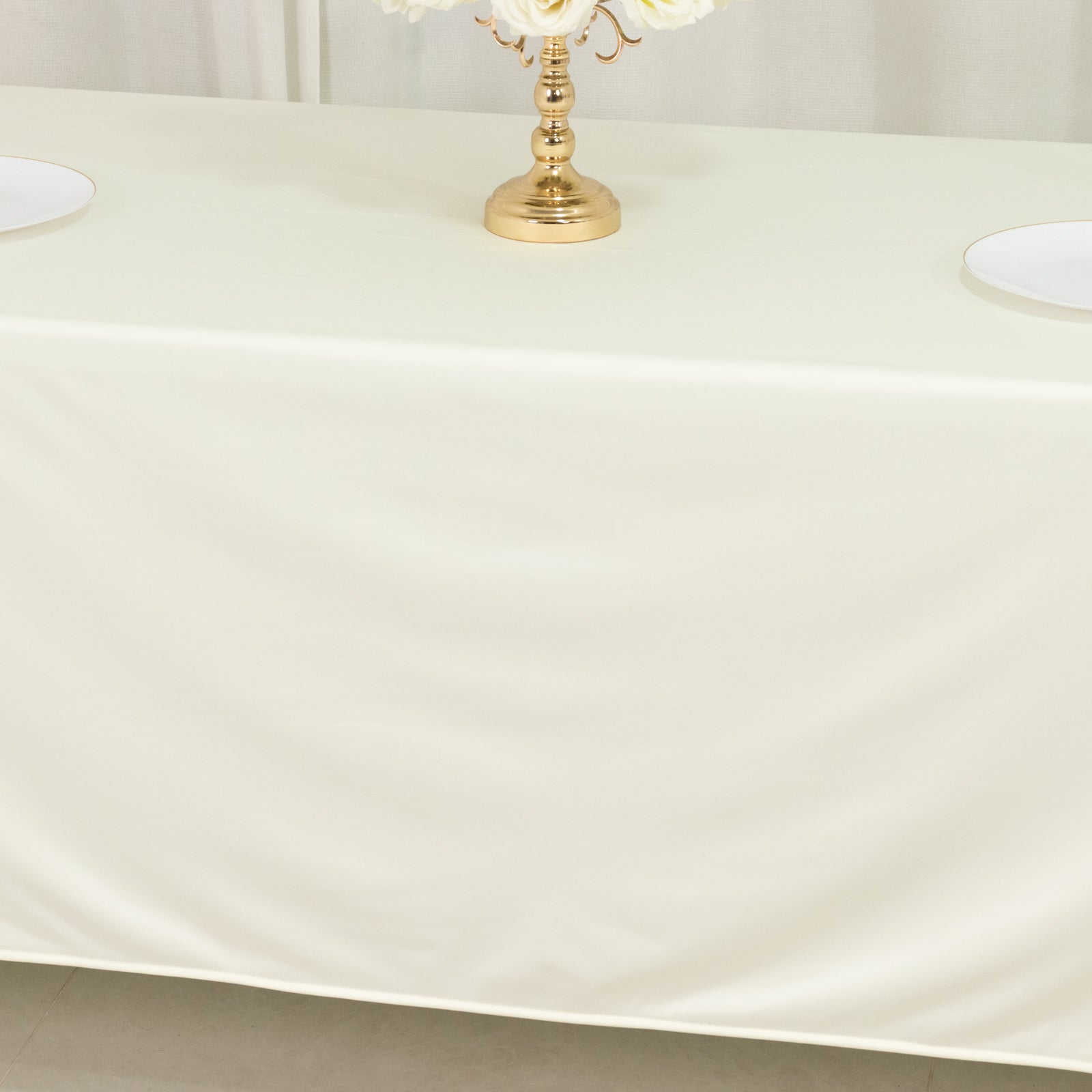 Scuba Rectangular 72"x120" Tablecloth Ivory - Wrinkle Free & Stain Resistant Table Cover