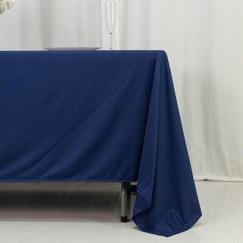 Scuba Rectangular 72"x120" Tablecloth Navy Blue - Wrinkle Free & Stain Resistant Table Cover