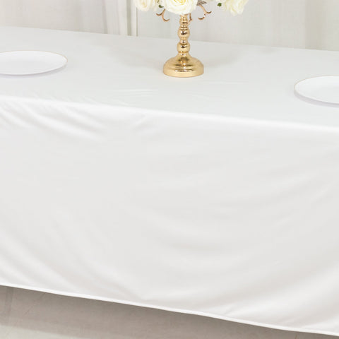 Scuba Rectangular 72"x120" Tablecloth White - Wrinkle Free & Stain Resistant Table Cover