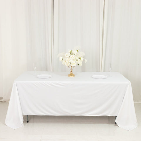 Scuba Rectangular 72"x120" Tablecloth White - Wrinkle Free & Stain Resistant Table Cover