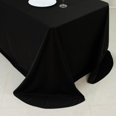 Scuba Rectangular 90"x132" Tablecloth Black with Rounded Corners – Seamless, Wrinkle Free & Stain Resistant Table Cover