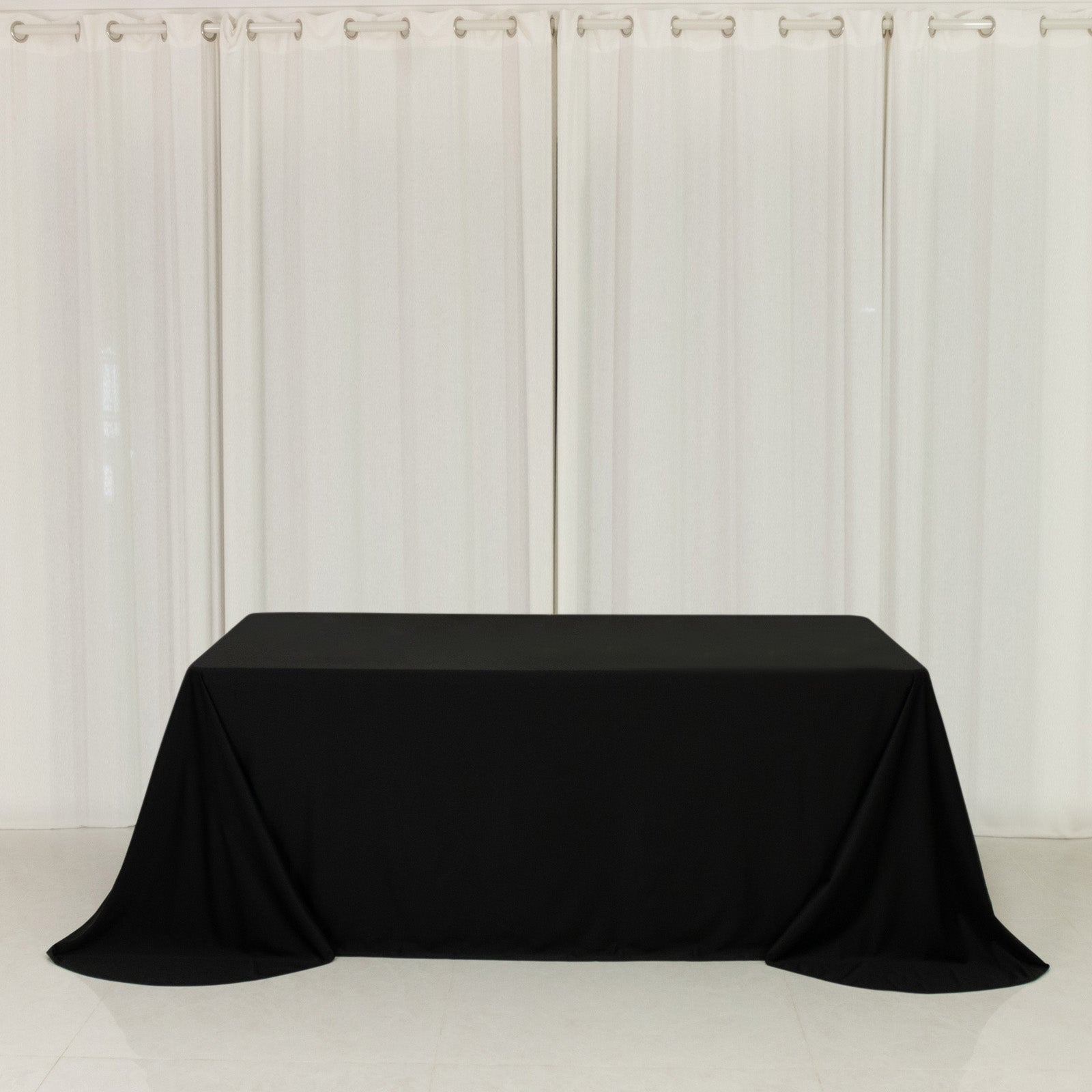 Scuba Rectangular 90"x132" Tablecloth Black with Rounded Corners – Seamless, Wrinkle Free & Stain Resistant Table Cover