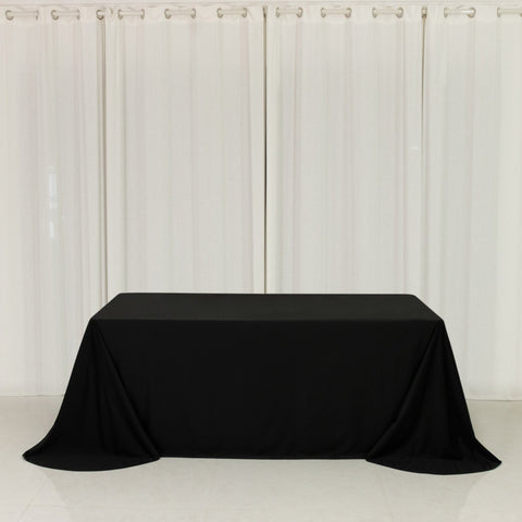 Scuba Rectangular 90"x132" Tablecloth Black with Rounded Corners – Seamless, Wrinkle Free & Stain Resistant Table Cover