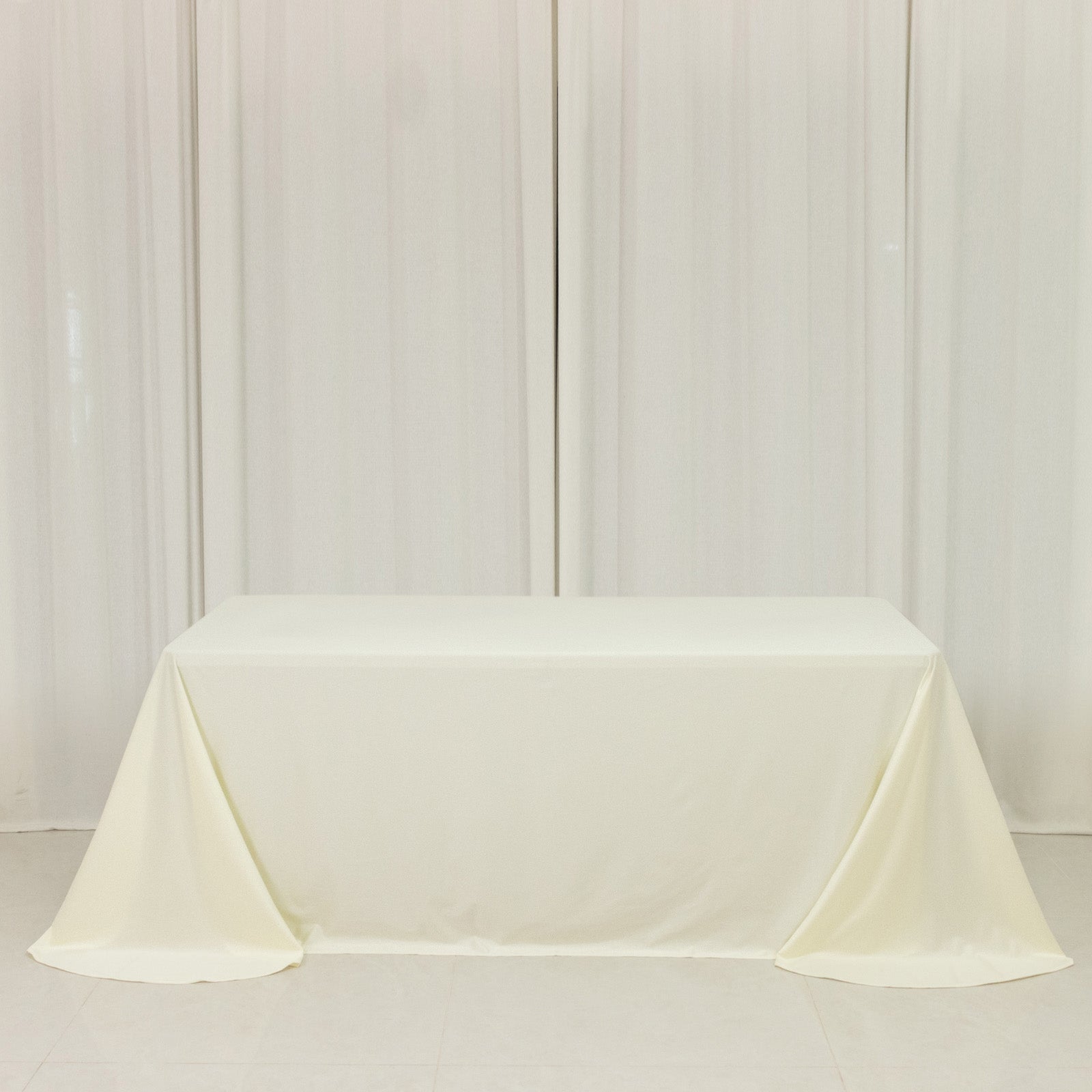 Scuba Rectangular 90"x132" Tablecloth Ivory with Rounded Corners – Seamless, Wrinkle Free & Stain Resistant Table Cover