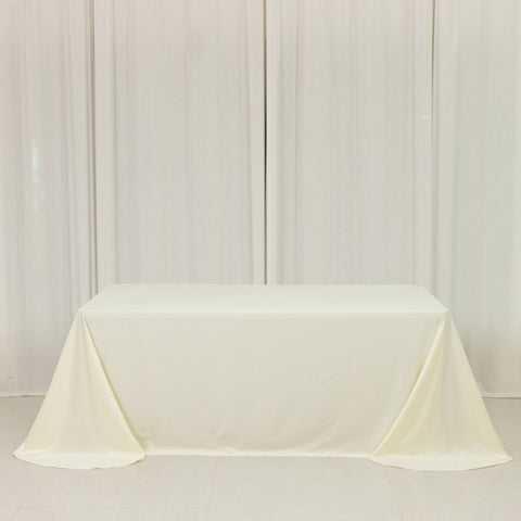 Scuba Rectangular 90"x132" Tablecloth Ivory with Rounded Corners – Seamless, Wrinkle Free & Stain Resistant Table Cover