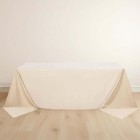 Scuba Rectangular 90"x132" Tablecloth Beige - Wrinkle Free, Stain Resistant & Seamless Table Cover