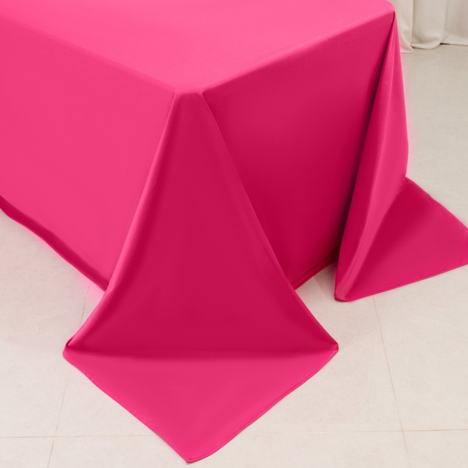 Scuba Rectangular 90"x132" Tablecloth Fuchsia - Wrinkle Free, Stain Resistant & Seamless Table Cover