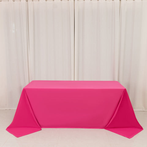 Scuba Rectangular 90"x132" Tablecloth Fuchsia - Wrinkle Free, Stain Resistant & Seamless Table Cover