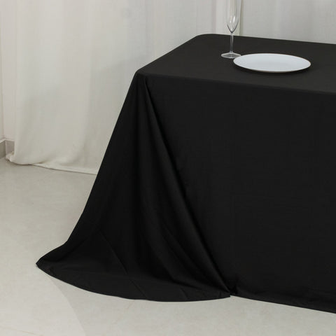 Scuba Rectangular 90"x156" Tablecloth Black with Rounded Corners – Seamless, Wrinkle Free & Stain Resistant Table Cover