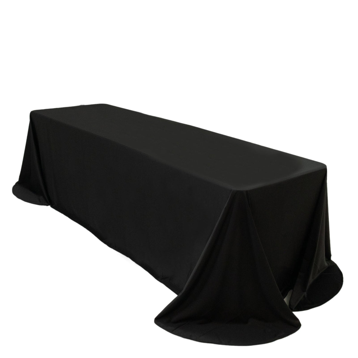 Scuba Rectangular 90"x156" Tablecloth Black with Rounded Corners – Seamless, Wrinkle Free & Stain Resistant Table Cover