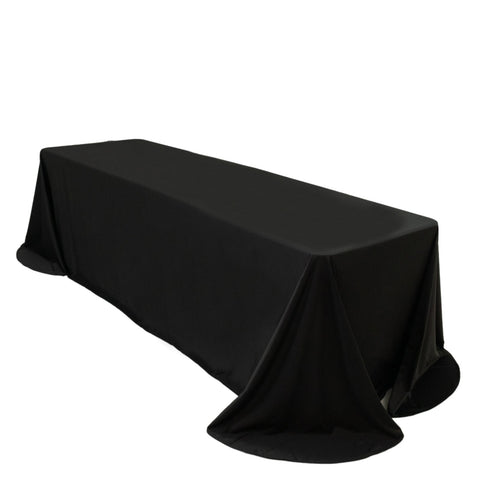 Scuba Rectangular 90"x156" Tablecloth Black with Rounded Corners – Seamless, Wrinkle Free & Stain Resistant Table Cover