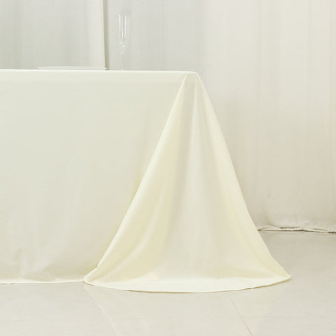 Scuba Rectangular 90"x156" Tablecloth Ivory with Rounded Corners – Seamless, Wrinkle Free & Stain Resistant Table Cover