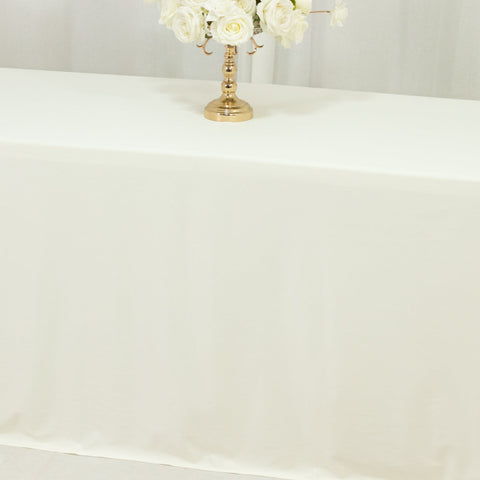 Scuba Rectangular 90"x156" Tablecloth Ivory with Rounded Corners – Seamless, Wrinkle Free & Stain Resistant Table Cover