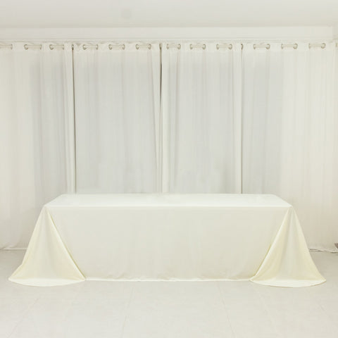 Scuba Rectangular 90"x156" Tablecloth Ivory with Rounded Corners – Seamless, Wrinkle Free & Stain Resistant Table Cover