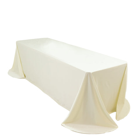 Scuba Rectangular 90"x156" Tablecloth Ivory with Rounded Corners – Seamless, Wrinkle Free & Stain Resistant Table Cover