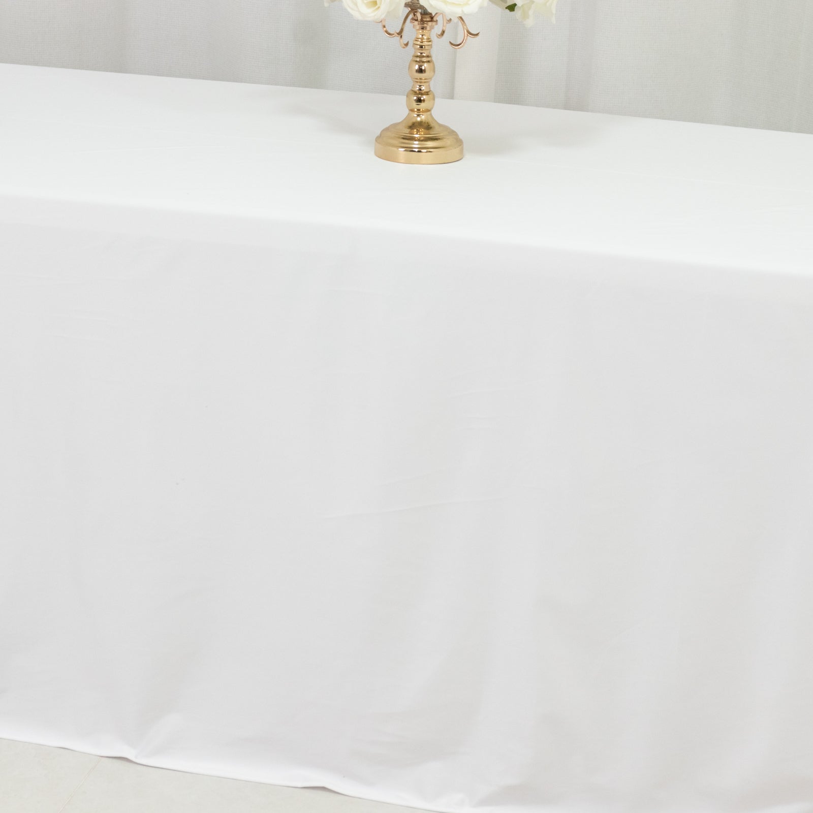Scuba Rectangular 90"x156" Tablecloth White with Rounded Corners – Seamless, Wrinkle Free & Stain Resistant Table Cover