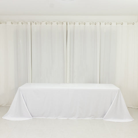 Scuba Rectangular 90"x156" Tablecloth White with Rounded Corners – Seamless, Wrinkle Free & Stain Resistant Table Cover