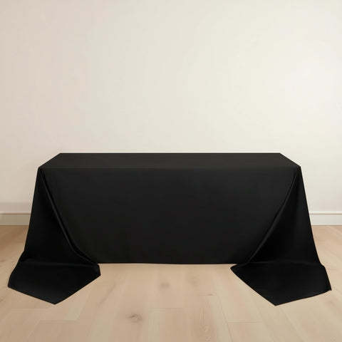 Scuba Rectangular 90"x156" Tablecloth Black - Wrinkle Free, Stain Resistant & Seamless Table Cover for Weddings and Parties