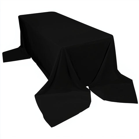 Scuba Rectangular 90"x156" Tablecloth Black - Wrinkle Free, Stain Resistant & Seamless Table Cover for Weddings and Parties