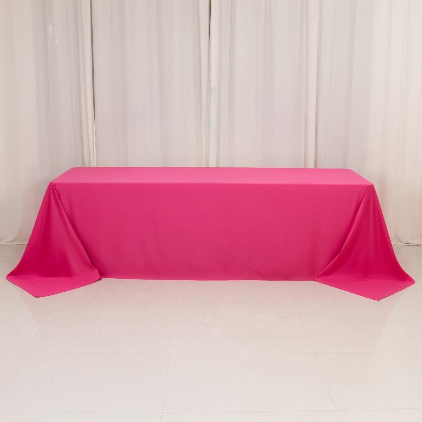 Scuba Rectangular 90"x156" Tablecloth Fuchsia - Wrinkle Free, Stain Resistant & Seamless Table Cover