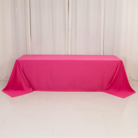 Scuba Rectangular 90"x156" Tablecloth Fuchsia - Wrinkle Free, Stain Resistant & Seamless Table Cover