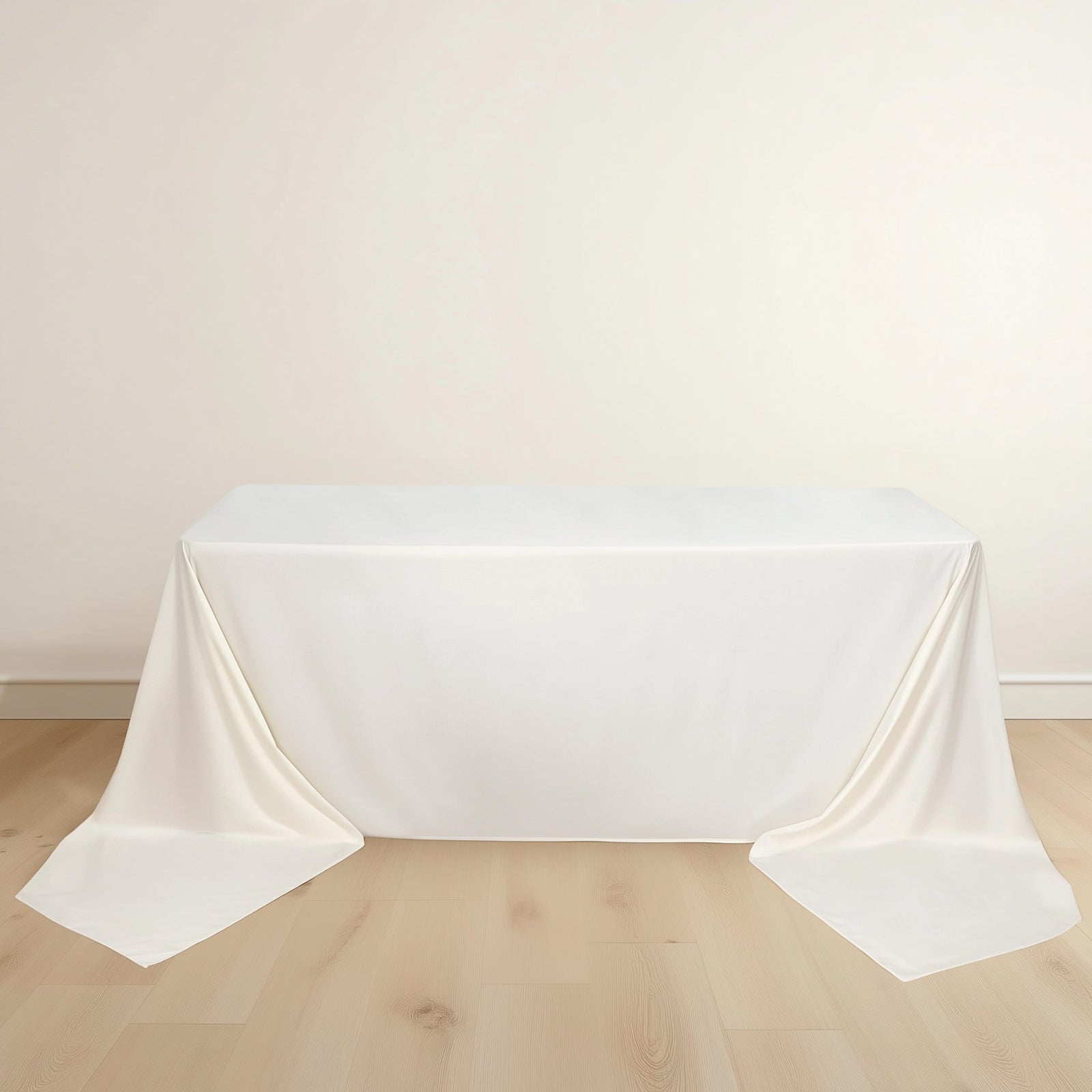 Scuba Rectangular 90"x156" Tablecloth Ivory - Wrinkle Free, Stain Resistant & Seamless Table Cover