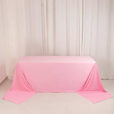 Scuba Rectangular 90"x156" Tablecloth Pink - Wrinkle Free, Stain Resistant & Seamless Table Cover