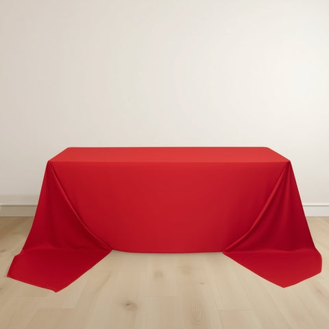 Scuba Rectangular 90"x156" Tablecloth Red - Wrinkle Free, Stain Resistant & Seamless Table Cover