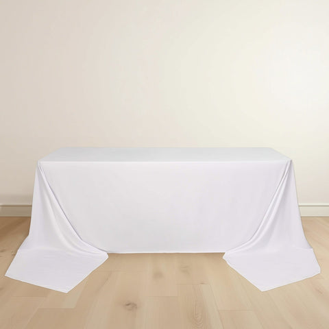 Scuba Rectangular 90"x156" Tablecloth White - Wrinkle Free, Stain Resistant & Seamless Table Cover for Weddings and Parties
