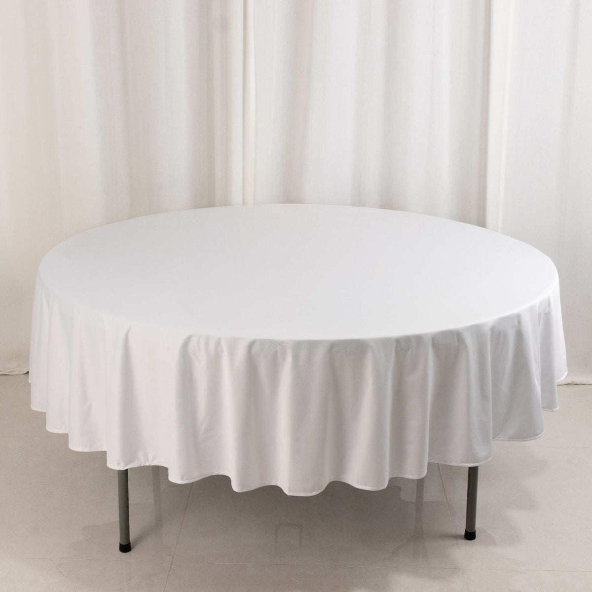 Scuba Round 90" Tablecloth White - Wrinkle Free & Stain Resistant Table Cover for Weddings and Banquets