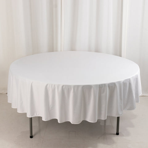 Scuba Round 90" Tablecloth White - Wrinkle Free & Stain Resistant Table Cover for Weddings and Banquets