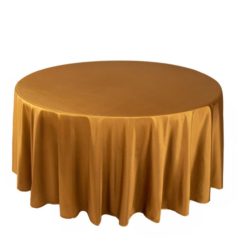 Scuba Round 120" Tablecloth Shimmering Gold - Wrinkle Free, Stain Resistant & Seamless Table Cover for Weddings and Parties