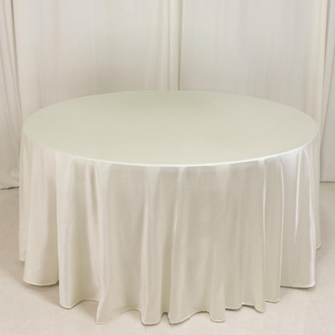 Scuba Round 120" Tablecloth Shimmering Pearl White - Wrinkle Free, Stain Resistant & Seamless Table Cover